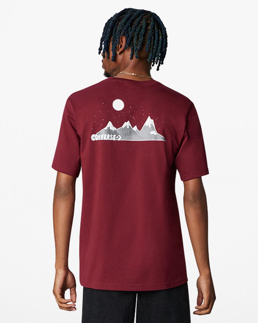 Pánské T-Shirts Converse Moon Mountain Grafická Tmavě Červené | CZ ZRS3181